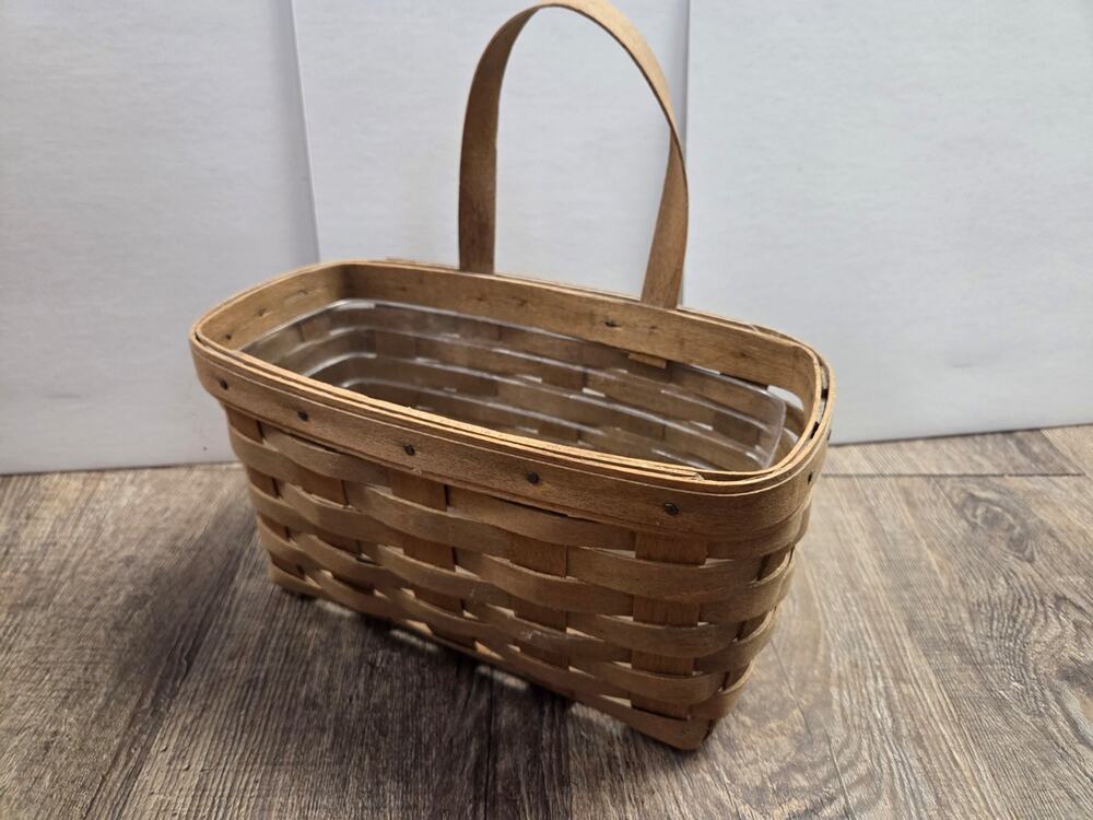 Longaberger Hanging Wall Basket with Handle + Protector Vintage 1983 1984